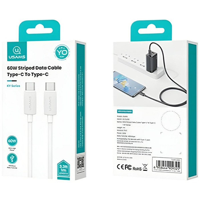 Kabel USAMS KY 60W USB-C do USB-C 2m US-SJ696 Biały