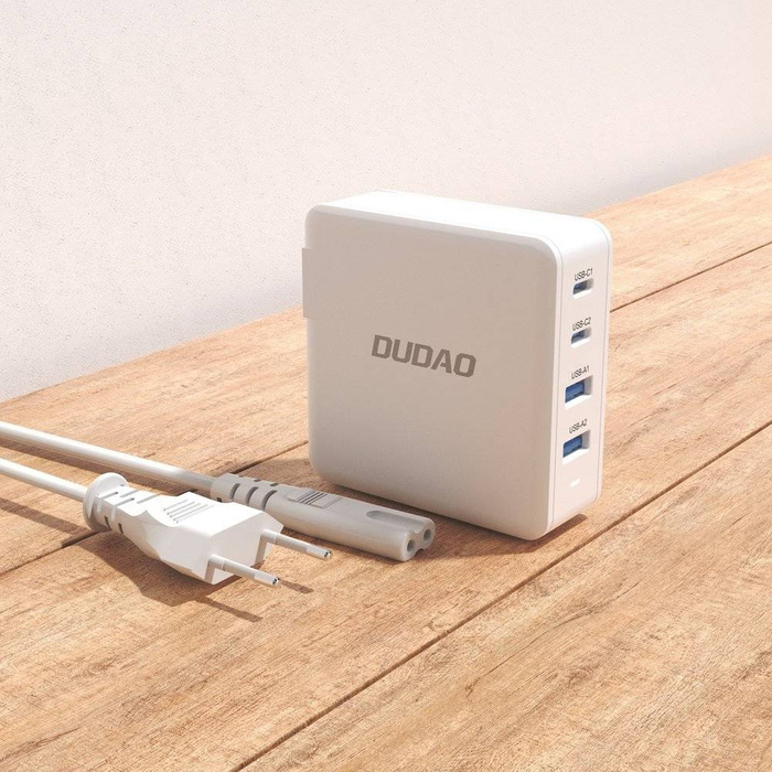 Chargeur rapide GaN 100W 2 x USB-C / 2 x USB Dudao A100EU - blanc