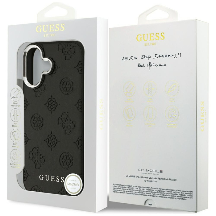 Etui Guess Peony Hot Stamp Script        MagSafe do iPhone 17 czarny
