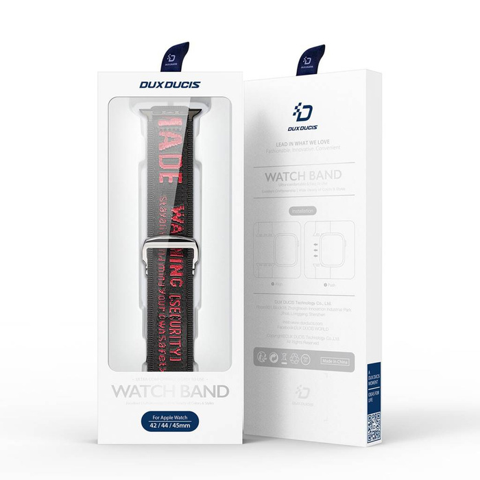 Řemínek Dux Ducis Strap (Outdoor Version) řemínek Apple Watch Ultra, SE, 8, 7, 6, 5, 4, 3, 2, 1 (49, 45, 44, 42 mm) nylonový náramek černá/červená