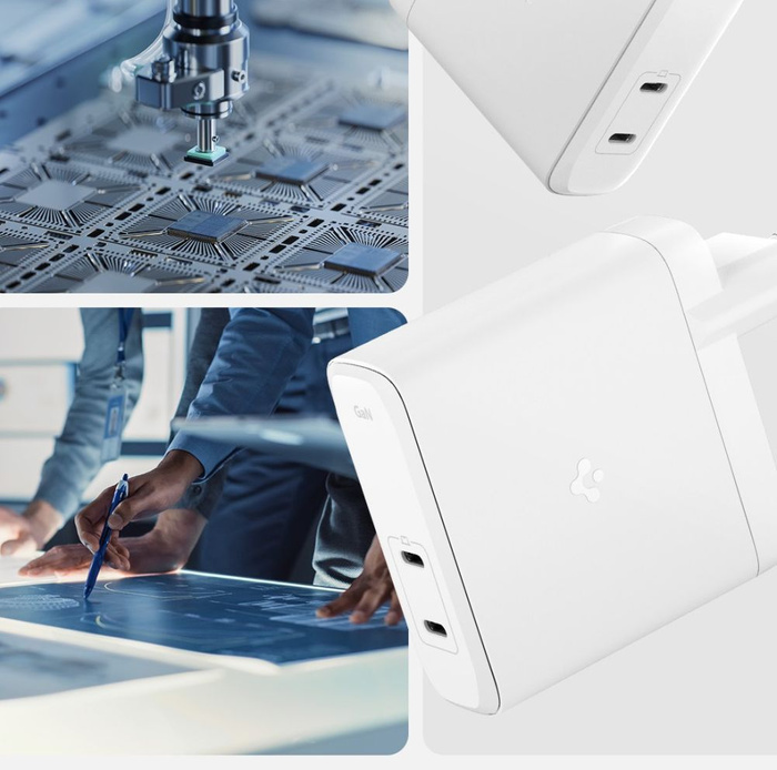 Ladergerät Spigen ARCSTATION PRO GAN-1402 2-PORT NETZWERK LADEGERÄT 140W WEISS