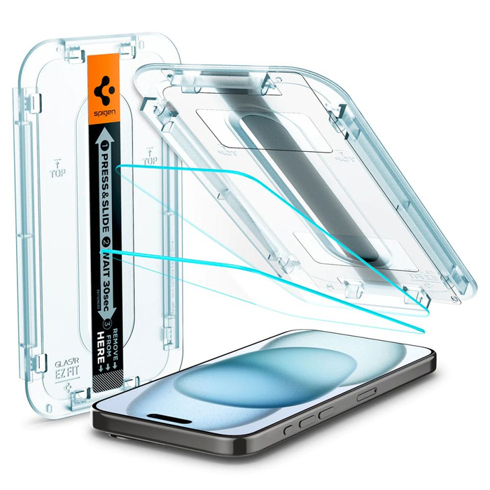 Verre trempé Spigen Glas.tr "ez Fit" 2-pack iPhone 16 / 15 Clear