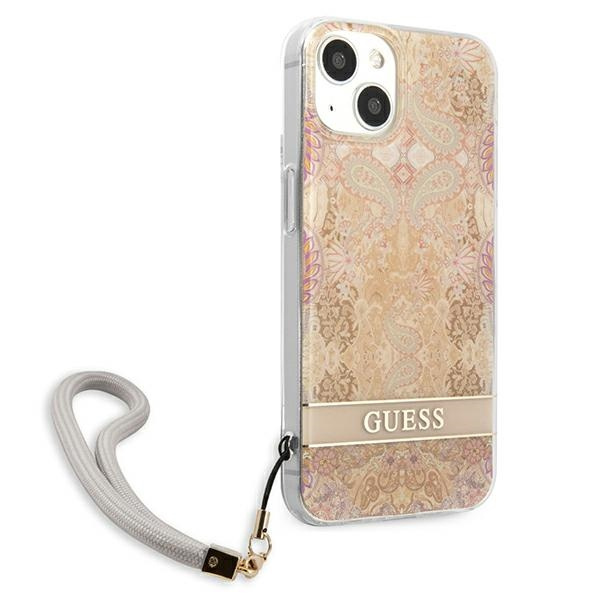 Hülle GUESS Apple iPhone 13 Mini Flower Strap Gold Hardcase