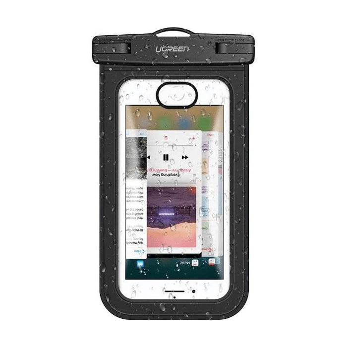 Ugreen universelle wasserdichte Handyhülle (max. 6,0'') für Schwimmbad am Wasser IPX8 schwarz (50919 LP186)