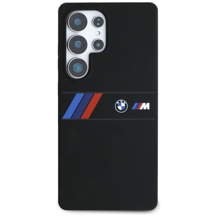 Cover BMW Silicone Medio Tricolore Strisce MagSafe per Samsung Galaxy S25 Ultra nero