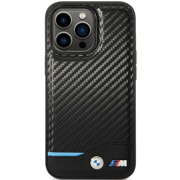 Hülle BMW BMHCP13L22NBCK iPhone 13 Pro / 13 6.1" schwarz/schwarz hartcase Leder Carbon