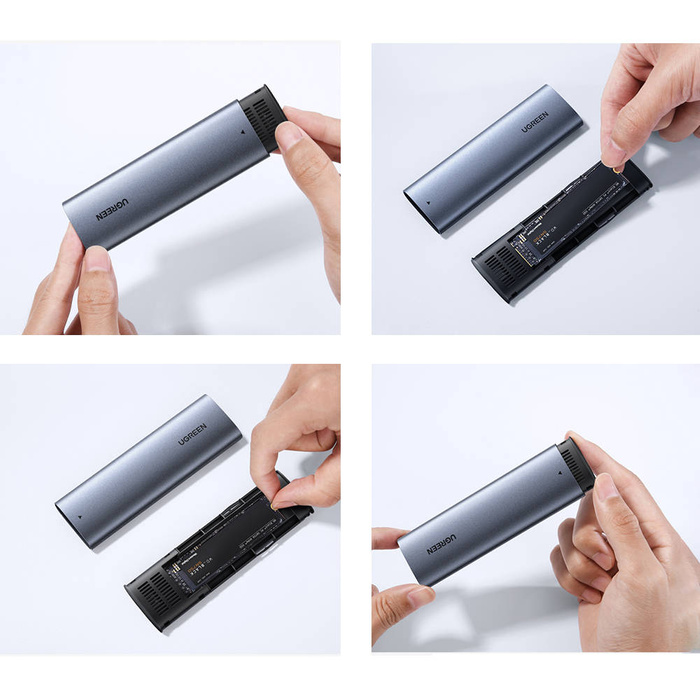 Ugreen pro pevný disk Kryt pevného disku M.2 B-Key SATA 3.0 5 Gb/s šedý + kabel USB typu C (CM400)