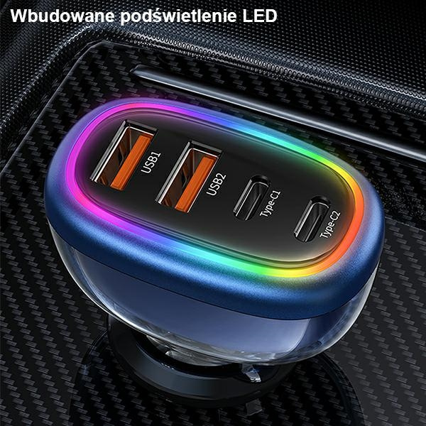 USAMS Ład. sam. 2xUSB-C 2xUSB-A C34 120W Fast Charge czarny/black CC169CC02 (US-CC169)