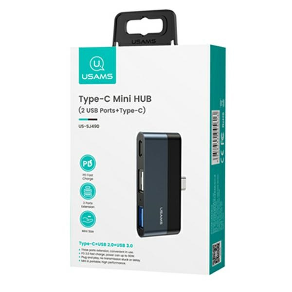 USAMS Adaptador HUB USB 2.0/USB 3.0/USB-C gris/gris SJ490HUB01 (US-SJ490)