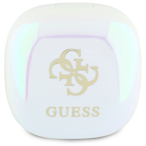 Guess słuchawki Bluetooth GUTWSJ144ESH    TWS + stacja dokująca biały/white Iridescent 4G Printed Logo