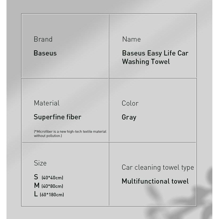 Baseus 2x microfiber car drying towel microfiber 40 cm x 40 cm gray (CRXCMJ-0G)