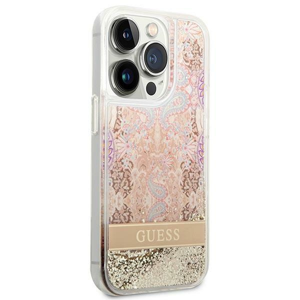 Hülle Guess GUHCP14XLFLSD iPhone 14 Pro Max 6,7" gold/gold hartcase Paisley Liquid Glitter