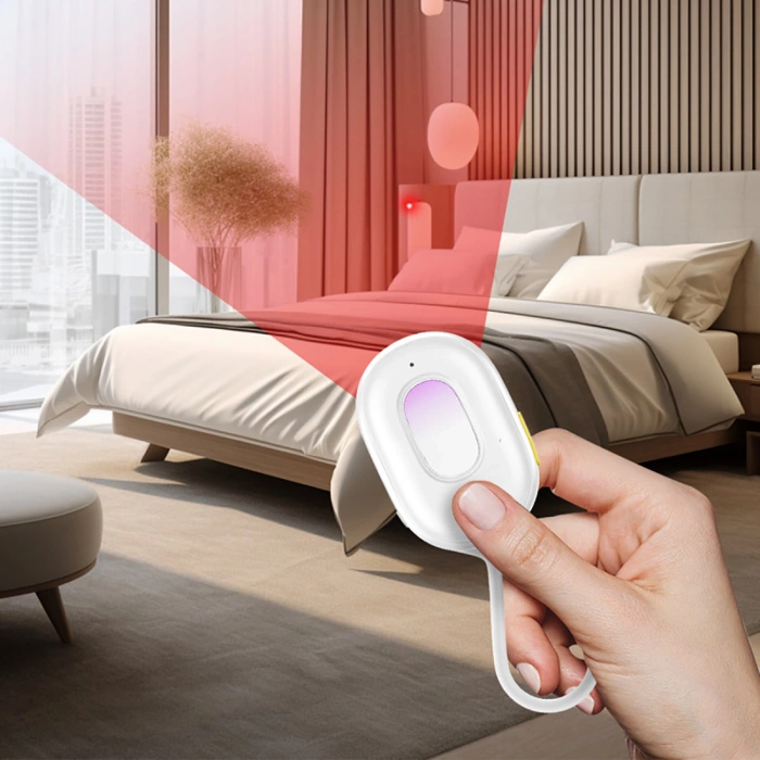 Baseus Heyo Series II Versteckter Kameradetektor mit Alarm und Mini-Taschenlampe + Baseus Simple USB-A - USB-C Kabel - Weiß