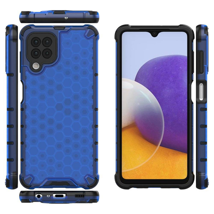 Honeycomb coque housse blindée avec cadre en gel Samsung Galaxy A22 4G bleu