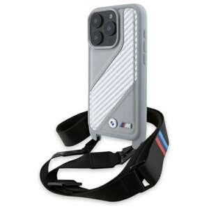 Case BMW iPhone 16 Pro Max grey/grey hardcase M Edition Carbon Stripe &amp; Strap