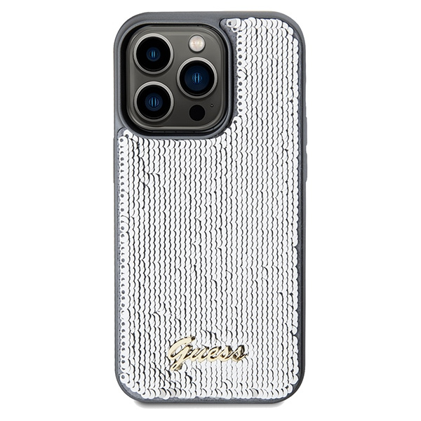 Etui Guess GUHCP14XPSFDGSS iPhone 14 Pro Max 6.7" srebrny/silver hardcase Sequin Script Metal Case