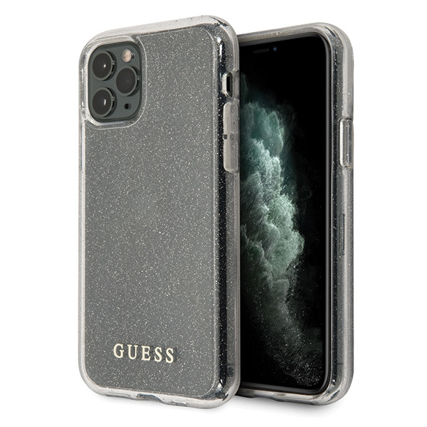 GUESS Hülle Apple iPhone 11 Pro Glitter Silber