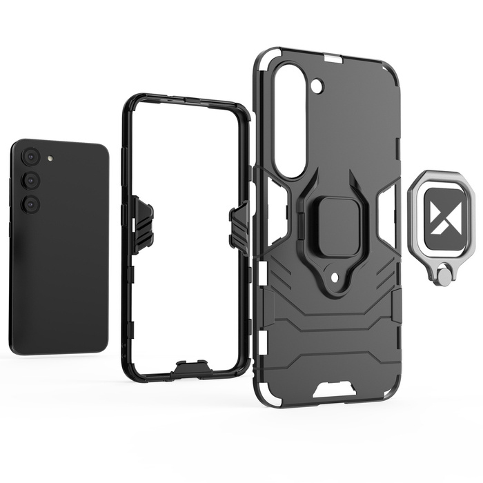 Wozinsky Ring Armor per Samsung Galaxy S23+ cover blindata anello porta magnetico nero