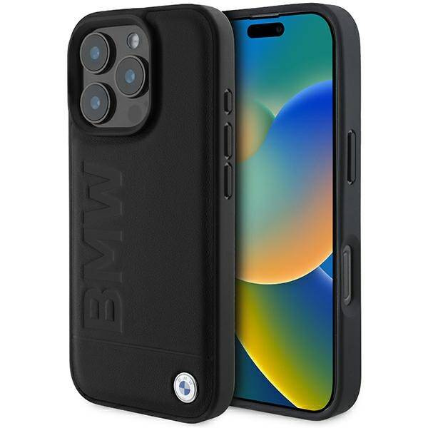 Funda BMW iPhone 16 Pro Max 6.9" negro/negro durocase Cuero Hot Stamp