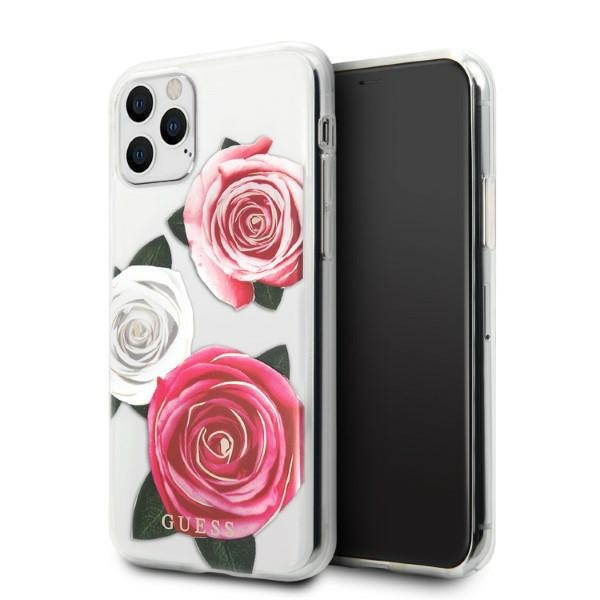 Hülle Guess Guhcn58rostrt iPhone 11 Pro Transparent Hardcase Flower Desire Rosa &amp; Weiß Rose Case