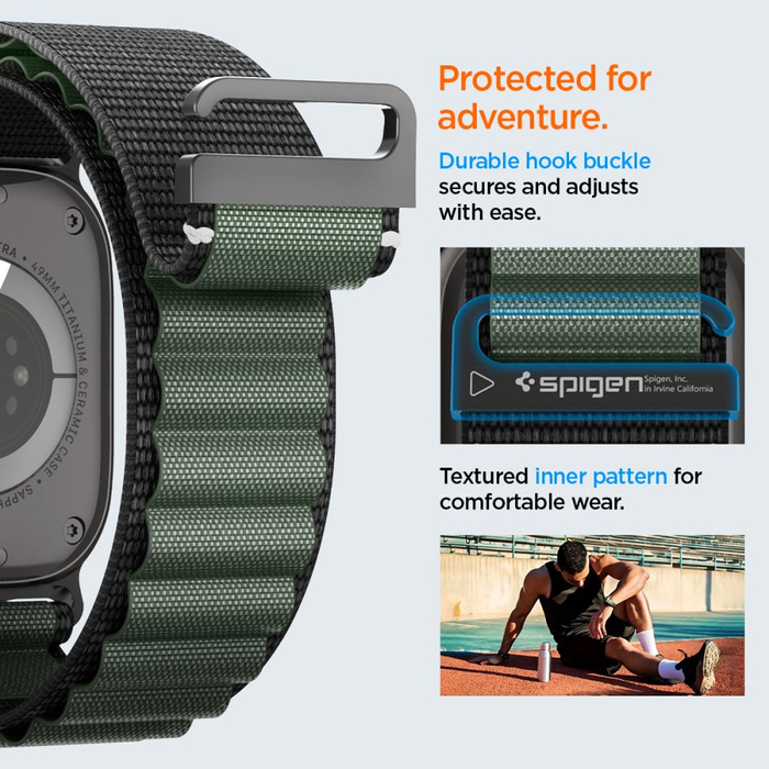 Spigen WBF1 BAND Apple Watch 6 / 7 / 8 / 9 / 10 / SE / ULTRA 1 / 2 (44 / 45 / 46 / 49 MM) NOIR/VERT