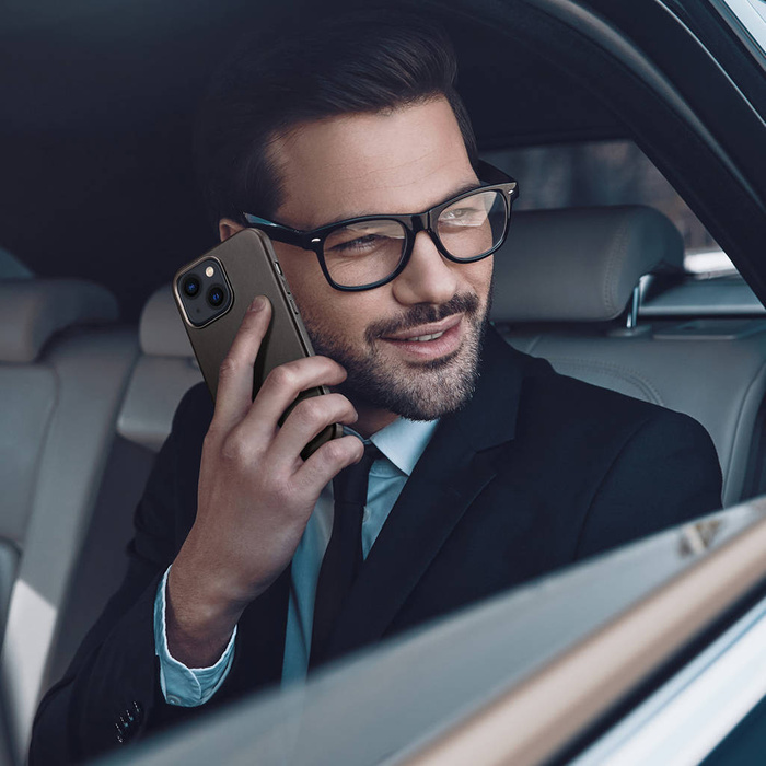 Dux Ducis Naples para iPhone 13 funda de cuero (compatible con MagSafe) marrón oscuro