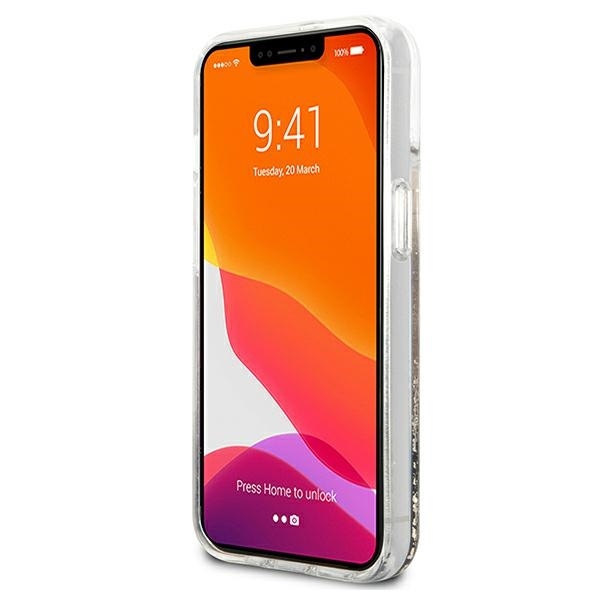 Puzdro KARL LAGERFELD Apple iPhone 13 Mini Liquid Glitter Karl & Choupette Head Golden Hardcase