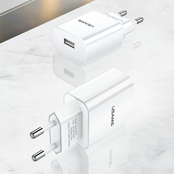 USAMS 1xUSB T18 2.1A Fast Charging White Wall Charger