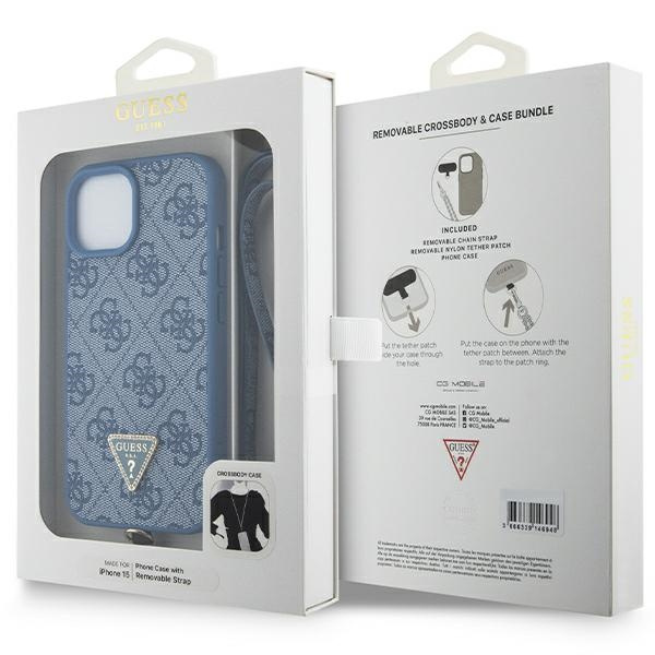 Case Guess GUHCP15SP4TDSCPB iPhone 15 6.1" blue/blue hardcase Crossbody 4G Metal Logo Case
