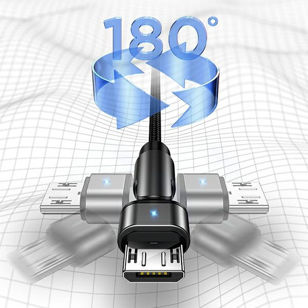  Braided USAMS USB MicroUSB U60 Rotary 2A 1m Negro