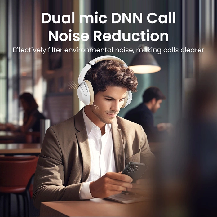 Ugreen HP202 HiTune Max5 bezdrátová sluchátka do uší s hybridní redukcí hluku ANC - bílá