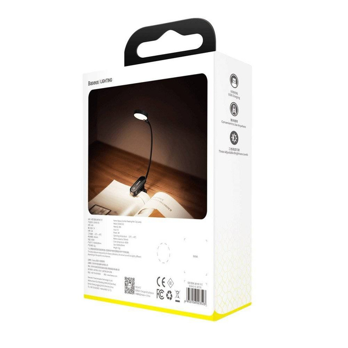 Baseus mini LED reading lamp with clip gray (DGRAD-0G)