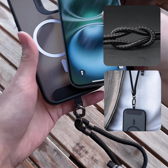 Dudao L20MAX 4in1 Kabel / Lanyard USB-A / USB-C / Lightning PD QC 65W 1.5m - Schwarz