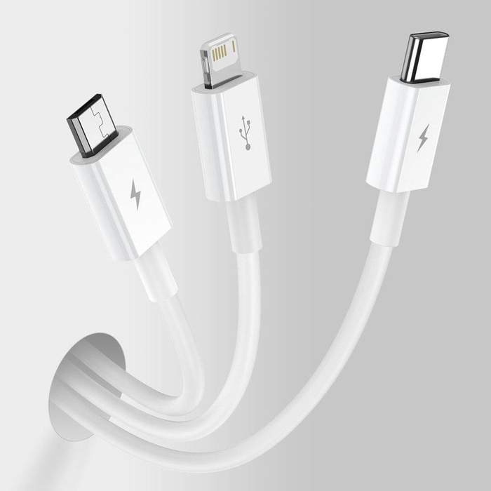 Cavo USB Baseus Superior 3in1 - Lightning / USB tipo C / micro USB 3,5 A 1,5 m Bianco (CAMLTYS-02)