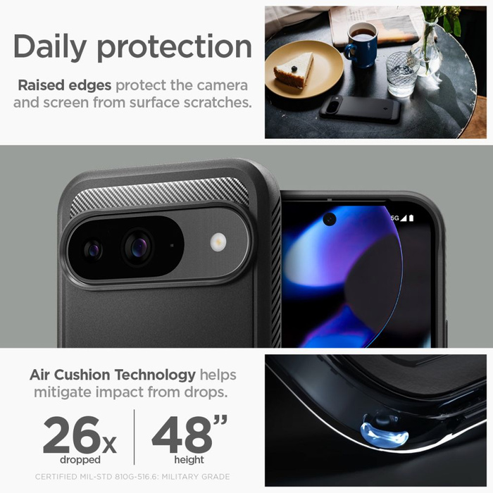 Cover Spigen Rugged Armor MATTE GOOGLE PIXEL 9 / 9 PRO NERO