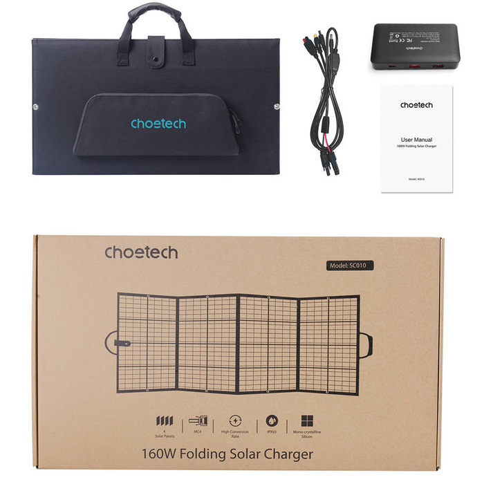Choetech nabíječka solární skládací 160W černá (SC010)