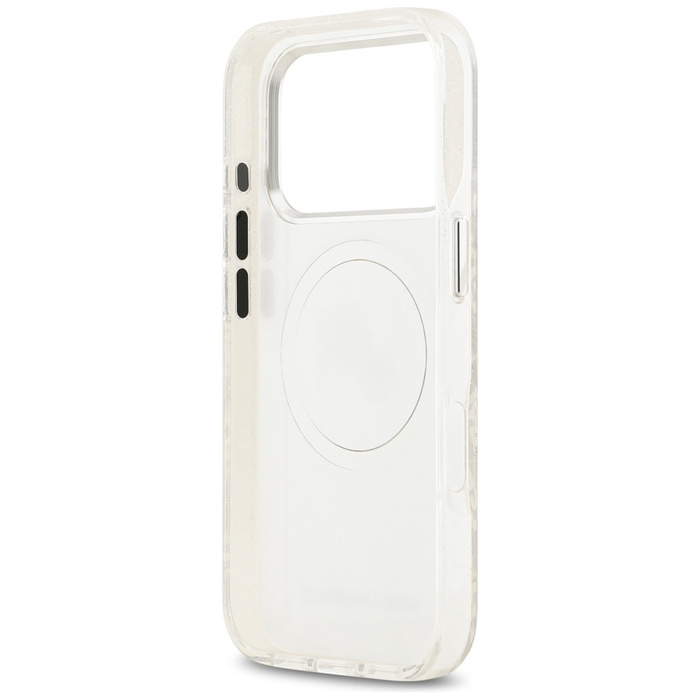 Etui Karl Lagerfeld IML Glitter Karl &   Choupette Heads Logo MagSafe do iPhone 17 Pro Max szary