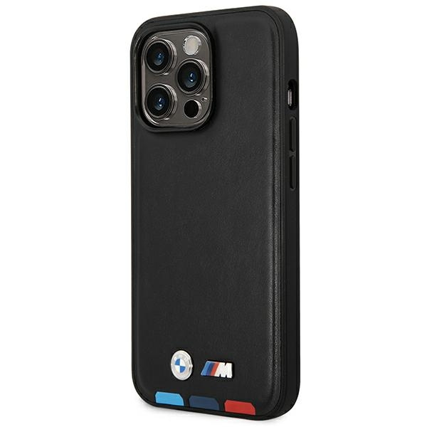 Hülle BMW BMHMP14L22PTDK iPhone 14 Pro 6.1" schwarz/schwarz Leder Stempel Tricolor MagSafe