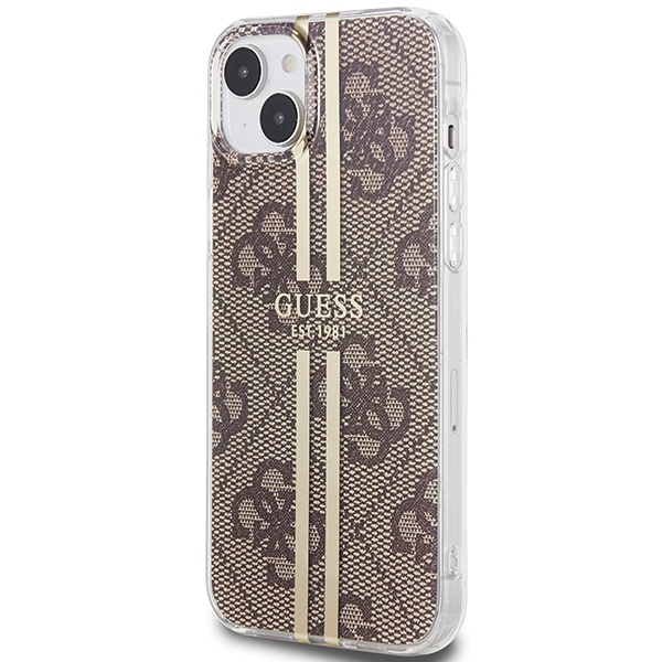 Etui Guess GUHCP15MH4PSEGW iPhone 15 Plus / 14 Plus 6.7" brązowy/brown hardcase IML 4G Gold Stripe Case