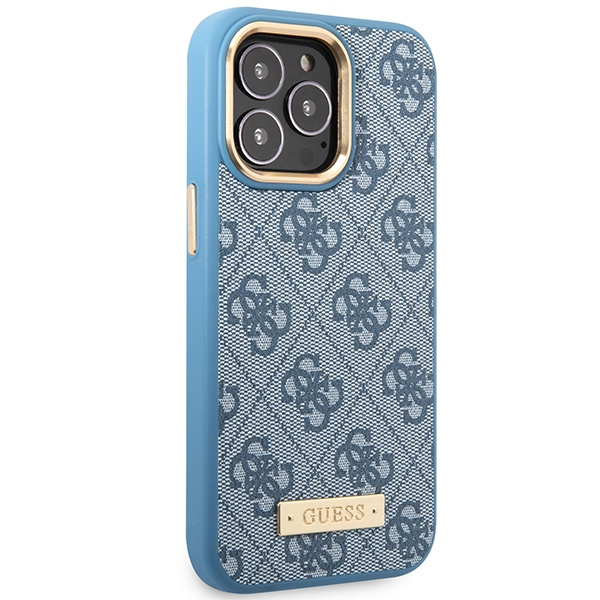 Guess GUHMP14LU4GPRB iPhone 14 Pro 6.1" bleu/bleu dur case 4G Logo Plate MagSafe
