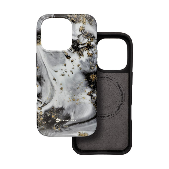 Etui na iPhone 16 PRO Forcell F-Protect Mirage zgodny z MagSafe Military Drop-Test silver fog