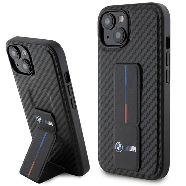 Funda Bmw Bmhcp15sgspcck IPhone 15 6.1" Black/Black Hardcase Grip Stand Smooth &amp; CarbonCase