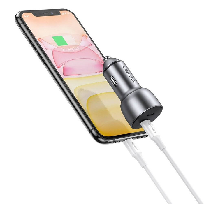 Ugreen fast car charger 2x USB Typ C Quick Charge 4.0 PD 36 W FCP AFC 3 A gray (CD213 70594)