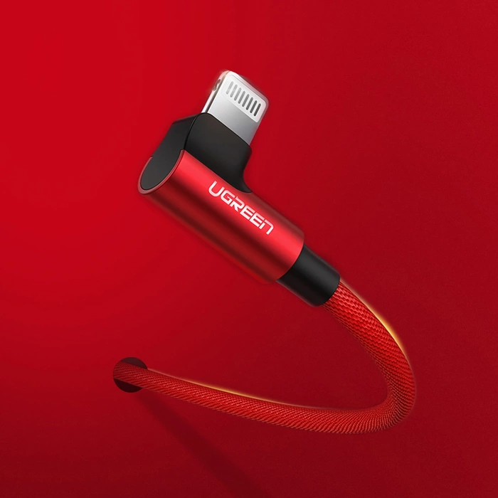 Ugreen US299 60555 angled Lightning / USB-A MFi cable 2.4A 1m - red