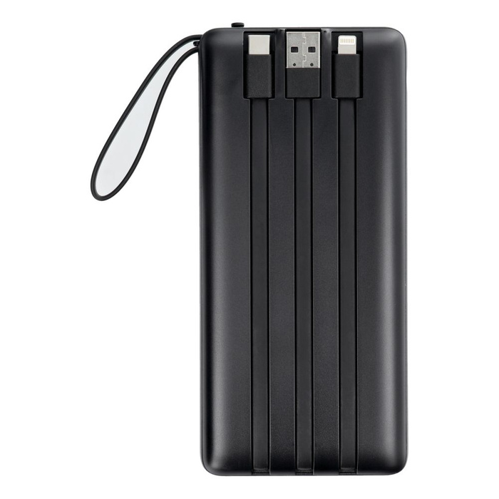 Powerbank Veger C20 (W2047 / W2059) 20000 mAh z wbudowanymi kablami Micro USB / Typ C / Lightning czarny