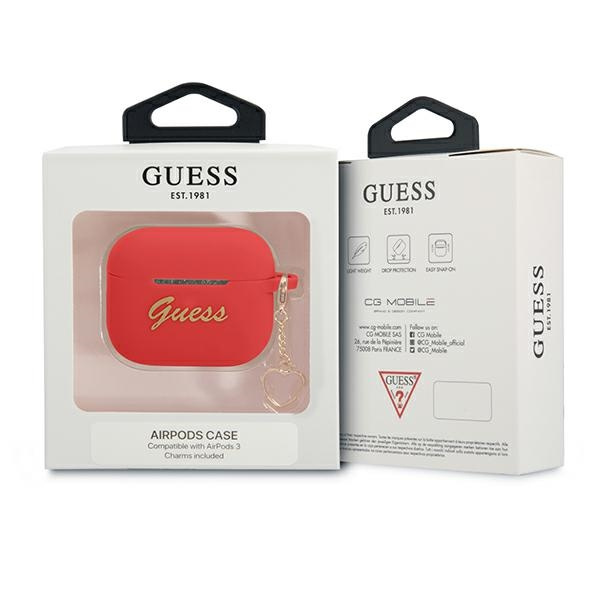 Case GUESS Apple AirPods 3 Cover Silicone Charm Heart Collection Red Case