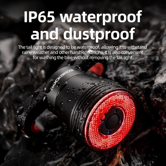 Rockbros Q5 Fahrradrücklicht mit intelligentem Stoppsystem – Schwarz