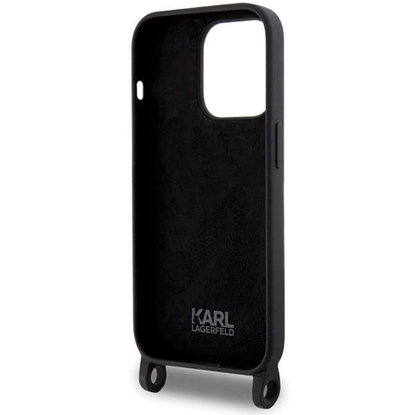 Hülle Karl Lagerfeld KLHCP15LSCBSKNK iPhone 15 Pro 6.1" hartcase schwarz/schwarz Crossbody Silikon Ikonik Case