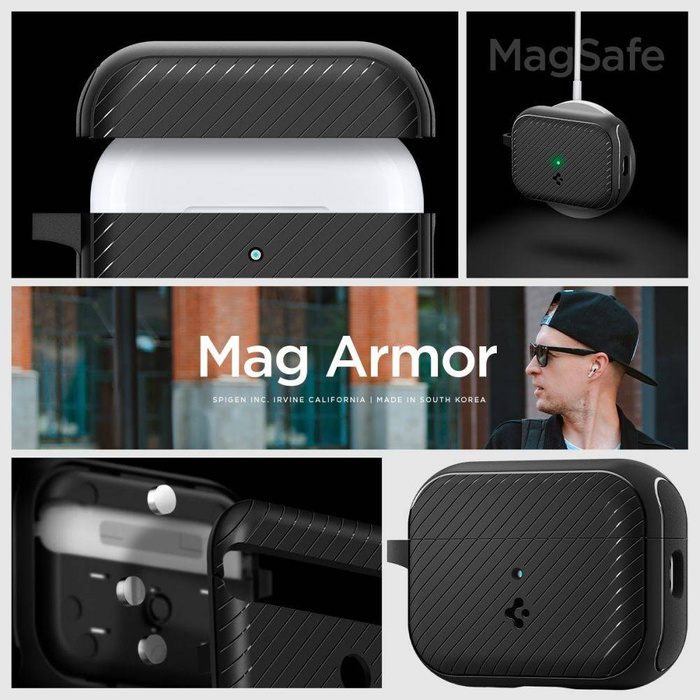 Hülle Spigen Mag Armor MagSafe Apple AIRPODS PRO 1 / 2 MATTE SCHWARZ