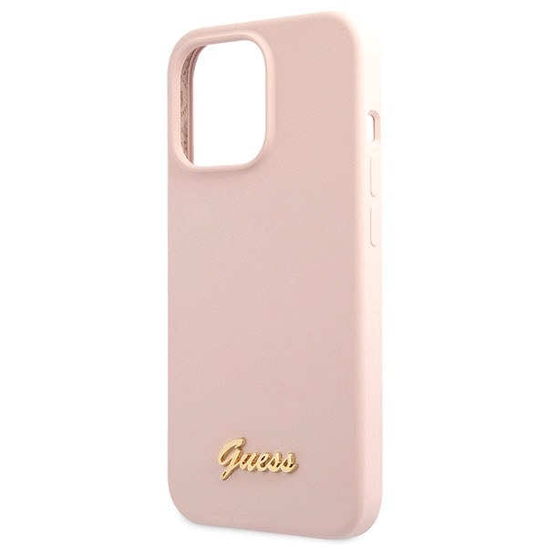 Guess GUHCP13XLSLMGLP iPhone 13 Pro Max 6.7" rosa claro/rosa claro durocase Silicona Script Logo Oro